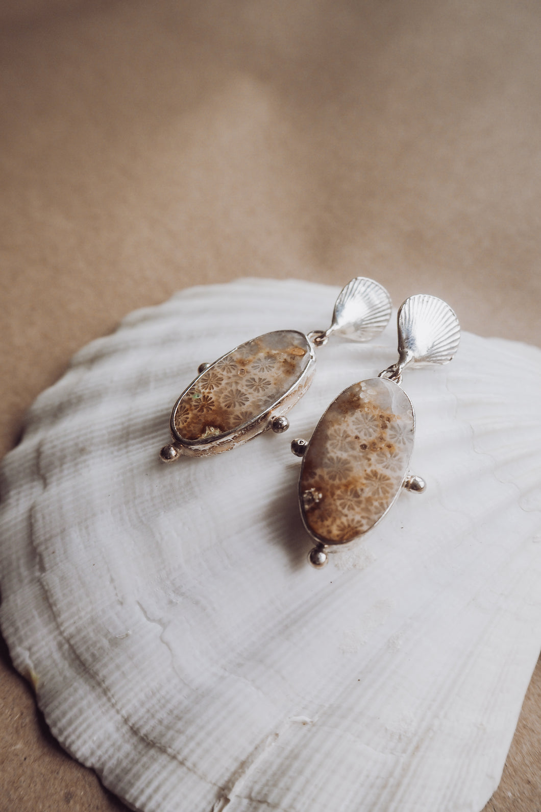 Ariel Fossilised Coral Earrings